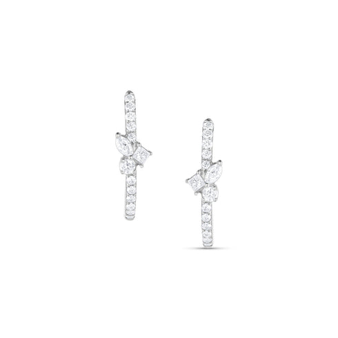 Dominique Cohen diamond small hoop mixy earrings with mixed shapes diamond cluster, in 14K rose gold<span class='visuallyhidden'>; shop help at 760-978-9297.</span>